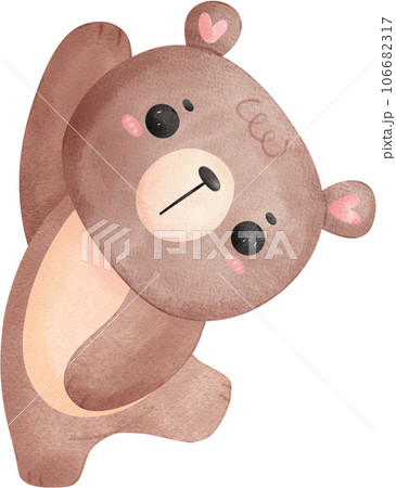 Cute Teddy bear watercolor cartoon hand painting illustration Cute Teddy bear watercolor cartoon hand painting illustration 106682317