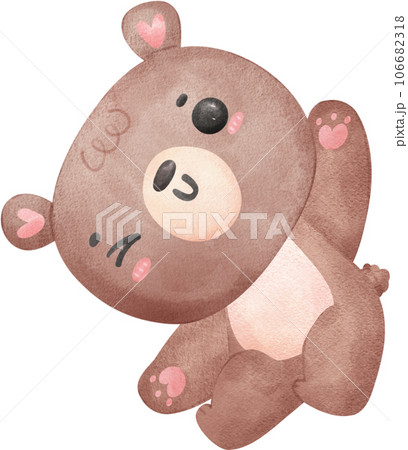 Cute Teddy bear watercolor cartoon hand painting illustration Cute Teddy bear watercolor cartoon hand painting illustration 106682318