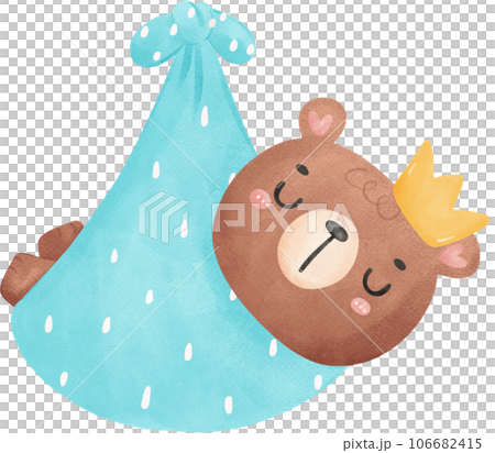 cute teddy bear baby shower boy watercolor hand painting illustration 106682415