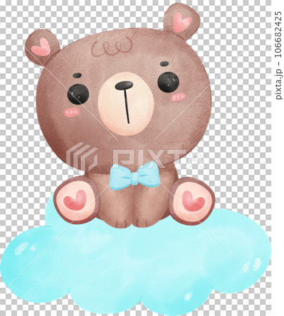 cute teddy bear baby shower boy watercolor hand painting illustration 106682425