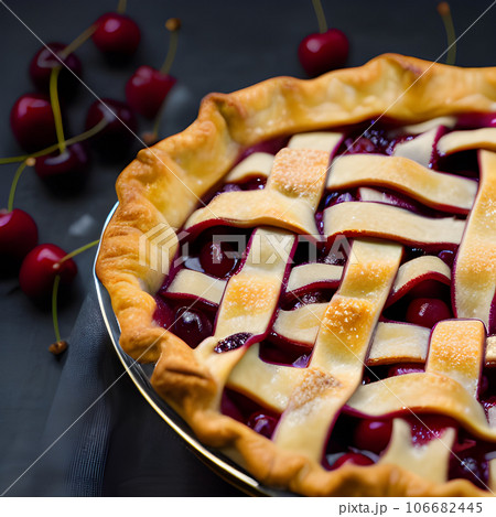 Tasty cherry pie, Slice of delicious fresh cherry pie picture Tasty cherry pie, Slice of delicious fresh cherry pie picture 106682445