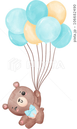 cute teddy bear baby shower boy watercolor hand painting illustration 106682490