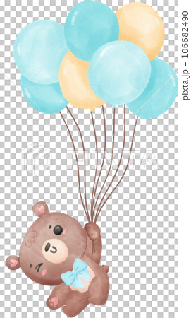 cute teddy bear baby shower boy watercolor hand painting illustration 106682490