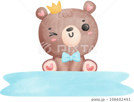 cute teddy bear baby shower boy watercolor hand painting illustration 106682491
