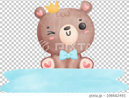 cute teddy bear baby shower boy watercolor hand painting illustration 106682491