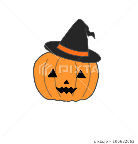 ハッピーハロウィン 魔法使いの帽子をかぶるカボチャのジャックオ