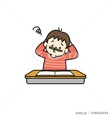 勉強をするやる気が出ない男の子のイラスト 106682684