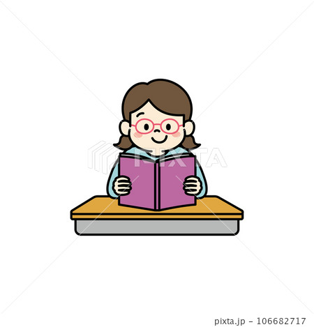 本を読む女の子のイラスト 106682717