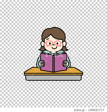 Illustration of a girl reading a book 106682717