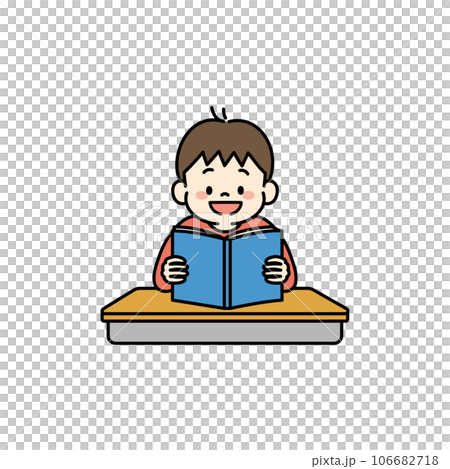 Illustration of a boy reading a book Illustration of a boy reading a book 106682718