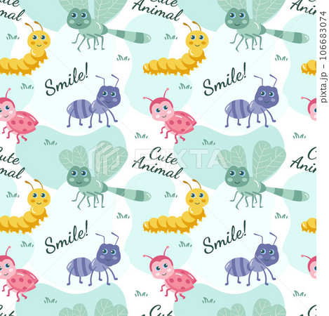 Smile Seamless Pattern Design Illustration with Smiling Character and Happiness Face in Template Hand Drawn Flat Cartoon 106683074