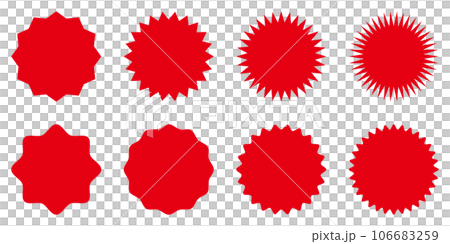 Jagged frame red simple circle set 106683259