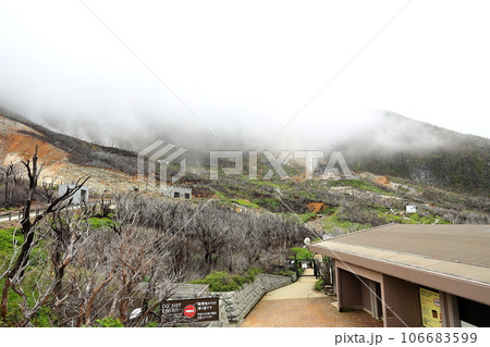 雨に煙る箱根大涌谷　神奈川県 106683599