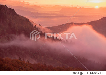 Misty mountain landscape 106684718