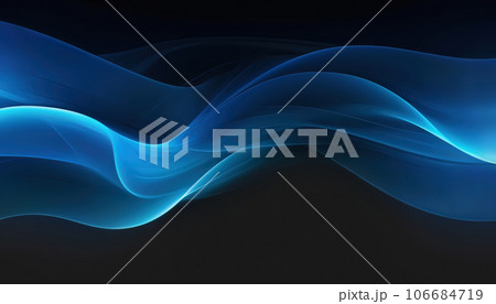 Dark Background with Glowing Blue Wavy Lines 106684719
