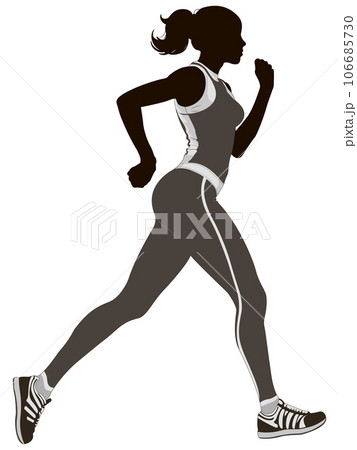Running woman, abstract vector silhouette Running woman, abstract vector silhouette 106685730