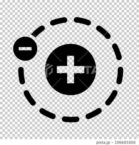 電子の軌道と陽子のアイコン。ベクター。 106685808