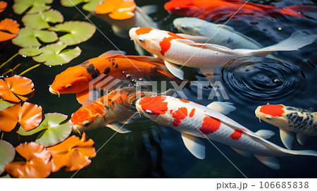 美しいニシキゴイが泳ぐ池 AI画像 美しいニシキゴイが泳ぐ池 AI画像 106685838