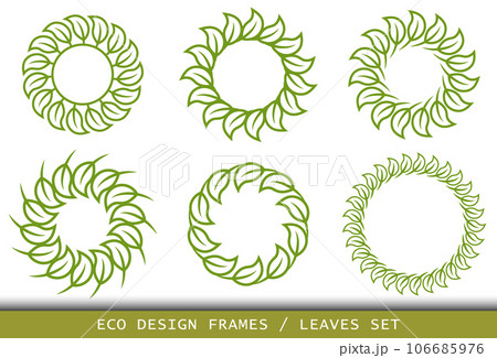 Illustration of leaves floral circular frame. Vector illustration set Illustration of leaves floral circular frame. Vector illustration set 106685976
