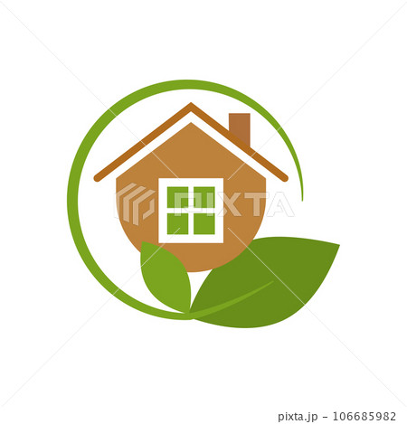 Leaf and green house logo template 106685982