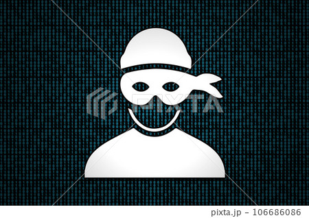 Thief silhouette on a binary code background 106686086