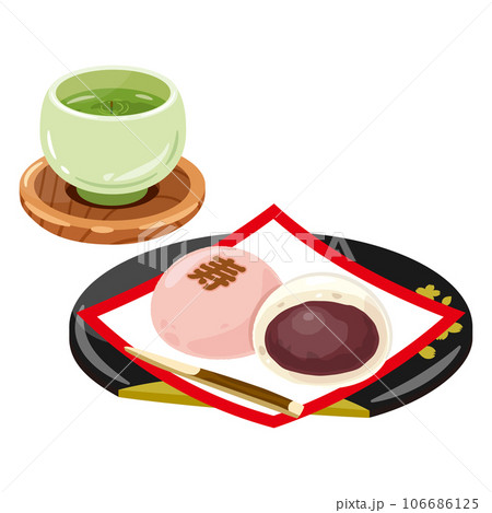 紅白まんじゅう　お茶セット 106686125
