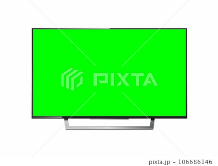 Realistic TV LCD screen mockup. Panel with green screen on background. Vector illustration Realistic TV LCD screen mockup. Panel with green screen on background. Vector illustration 106686146