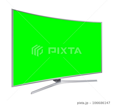 Realistic TV LCD screen mockup. Panel with green screen on background. Vector illustration Realistic TV LCD screen mockup. Panel with green screen on background. Vector illustration 106686147