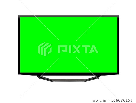 Realistic TV LCD screen mockup. Panel with green screen on background. Vector illustration Realistic TV LCD screen mockup. Panel with green screen on background. Vector illustration 106686159