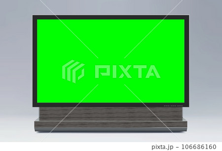 Realistic TV LCD screen mockup. Panel with green screen on background. Vector illustration Realistic TV LCD screen mockup. Panel with green screen on background. Vector illustration 106686160