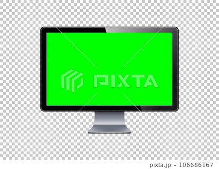 Realistic TV LCD screen mockup. Panel with green screen isolated on transparent background. Vector illustration Realistic TV LCD screen mockup. Panel with green screen isolated on transparent background. Vector illustration 106686167