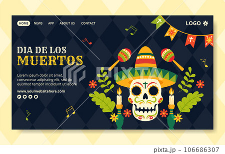 Dia de Los Muertos Social Media Landing Page Illustration Cartoon Templates Background 106686307