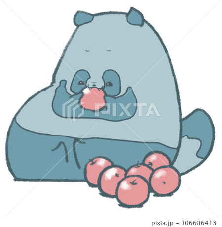 りんごをかじるたぬき（青） 106686413