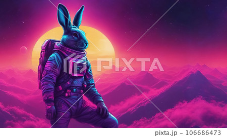 宇宙服を着た兎 (AI画像生成＋画像編集ソフト） 106686473