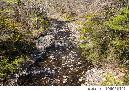 Beautiful view of Qijiawan Creek (Qijiawan River) at Wuling Farm in Taichung Shei-Pa National Park, Taiwan. 106686501