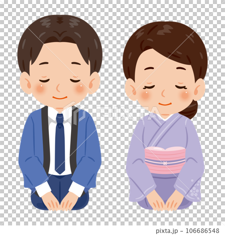女将　若旦那　お辞儀 106686548