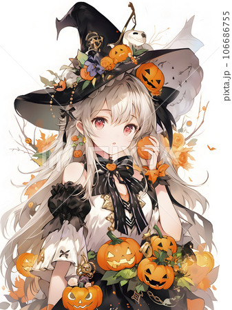 ハロウィンのかわいい魔女の女の子「AI生成画像」 106686755