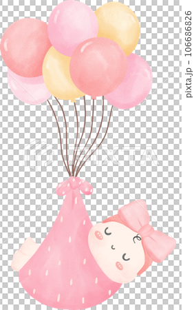 Cute baby girl shower, newborn watercolor hand painting 106686826
