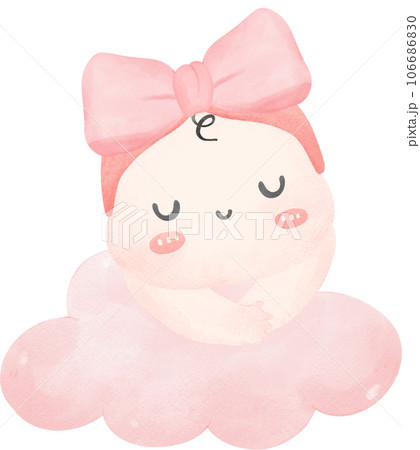 Cute baby girl shower, newborn watercolor hand painting 106686830