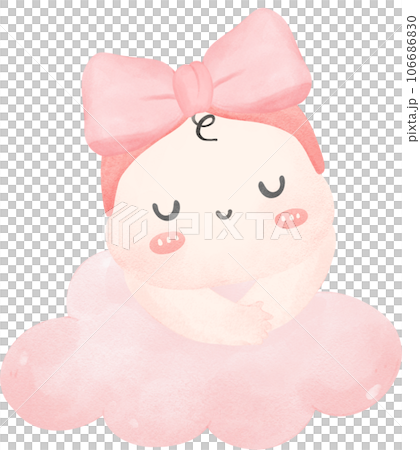 Cute baby girl shower, newborn watercolor hand painting 106686830