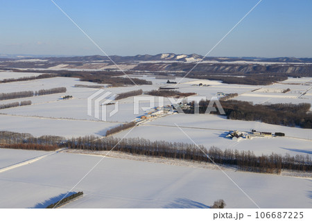北海道中央部の空撮冬期風景 北海道中央部の空撮冬期風景 106687225