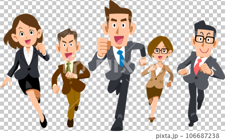 走る男女5名のビジネスパーソン 106687238