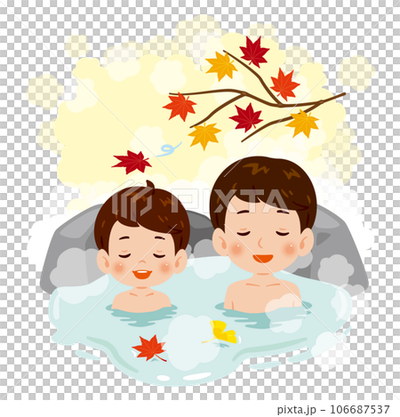 秋天,一個男人和一個男孩泡溫泉 秋天,一個男人和一個男孩泡溫泉 106687537