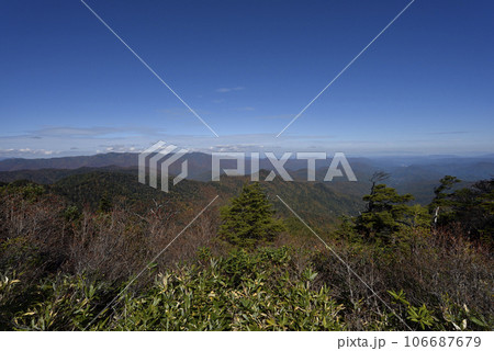帝釈山から田代山へ、登山、福島県 106687679