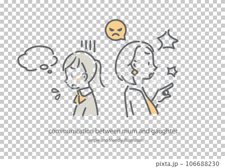 母女溝通簡單時尚的線條畫插圖 106688230