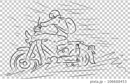 Line drawing illustration of a bike running in the rain 106688453