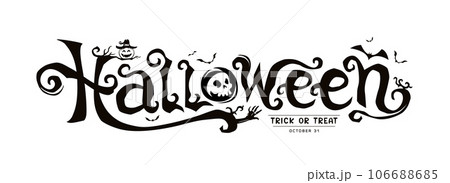 Halloween text design black and white color isolated on white background Halloween text design black and white color isolated on white background 106688685