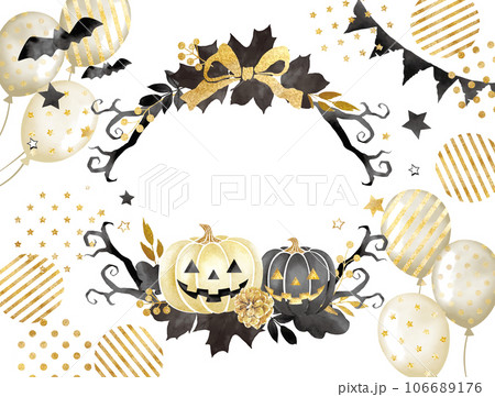 ハロウィンのかぼちゃとかぼちゃのオーナメントのベクターイラストフレーム 106689176