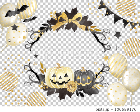 ハロウィンのかぼちゃとかぼちゃのオーナメントのベクターイラストフレーム 106689176