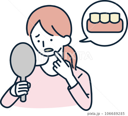 歯が黄ばんだ女性　シンプルイラスト 106689285